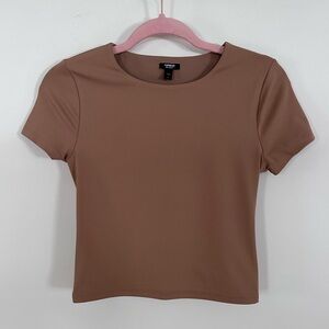 Express Body Contour Matte 90's Cropped Tee - Tan - Small